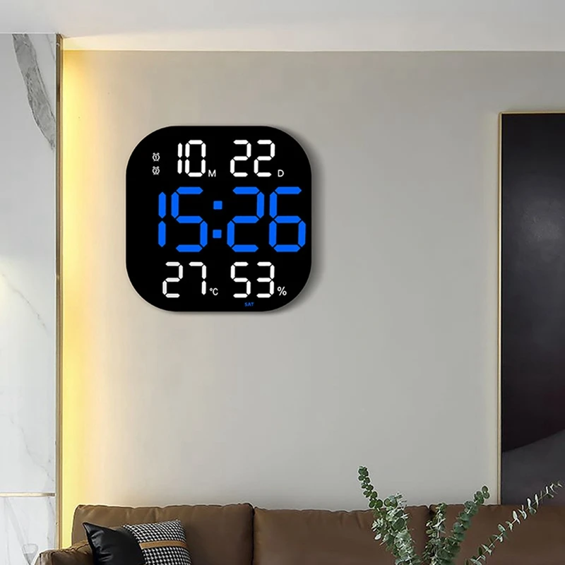 13 polegadas Relógio de Parede Brilho Ajustável de Controle Remoto LED Relógio Digital Eletrônica de Dupla Relógio Despertador Decoração de Sala de estar