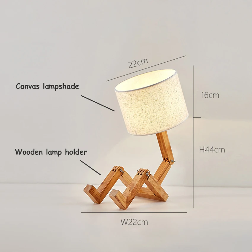 Mesa de madeira Lâmpada Norte da Europa LED Luzes da Noite de Lona Abajur de Protecção Ocular Dobrável Engraçado Criativa luminária de Mesa Lampara
