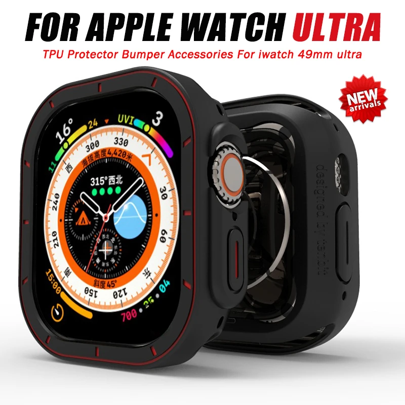 Caso de TPU para a Apple Relógio 49mm de Proteção Ultra Macio de Silicone Tampa Moldura Smartwatch iWatch Série 49 mm Ultra pára-choques acessórios