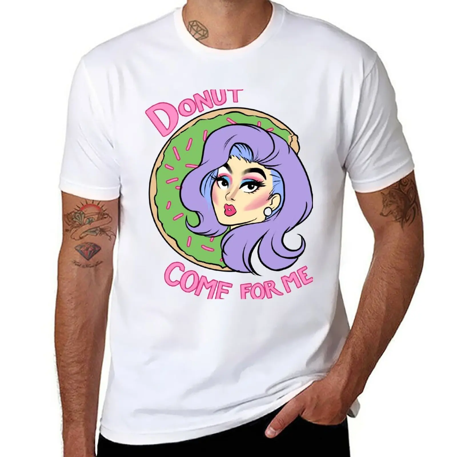 Novo Donut Venha para Mim T-Shirt Curta t-shirt sublime t-shirt Estética roupas de peso pesado, t-shirts para os homens