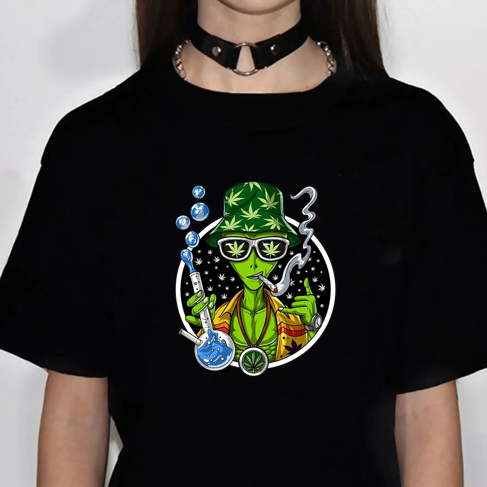 Cogumelos mágicos Alienígena Psicodélico t-shirt das mulheres de verão streetwear Japonês Tee menina roupas de streetwear