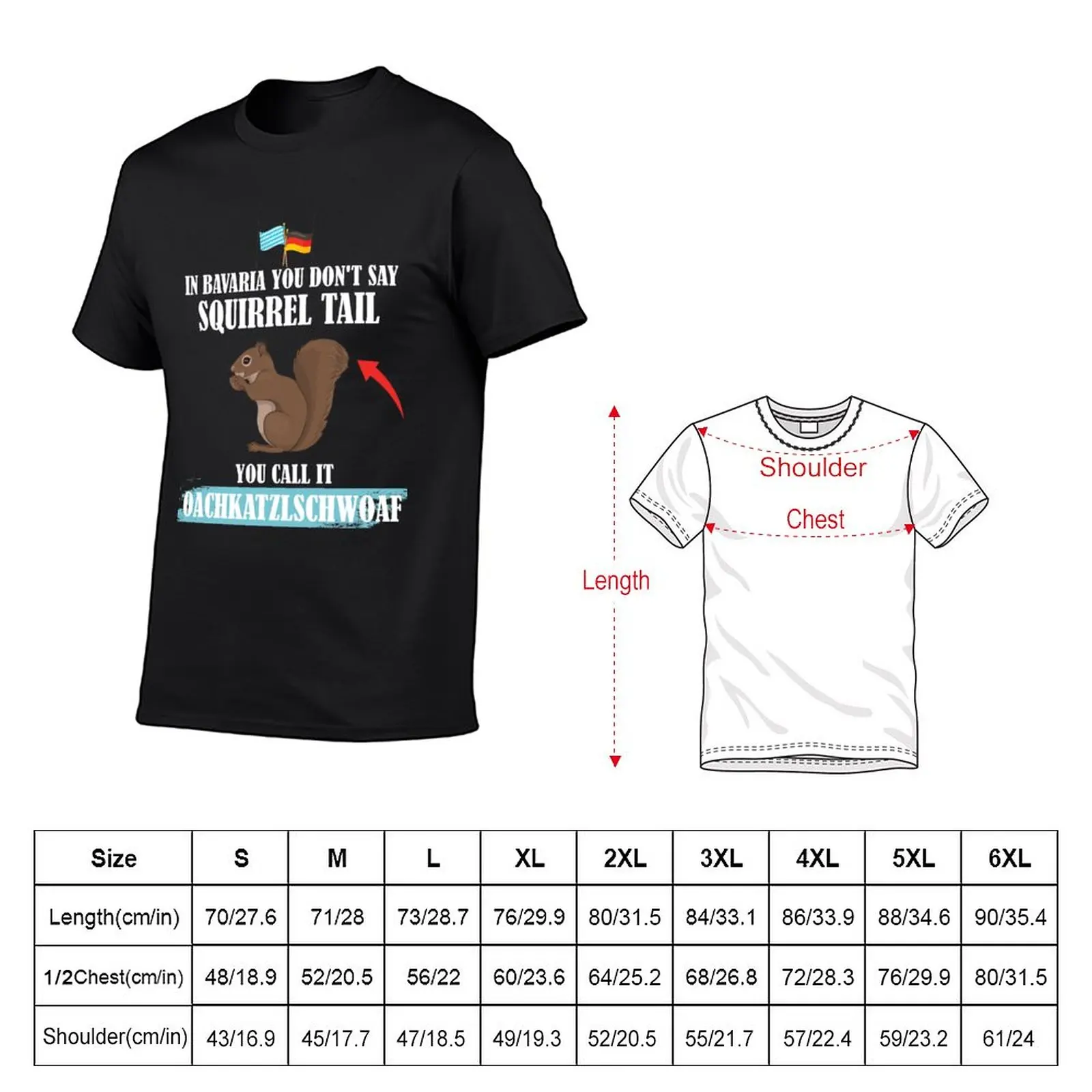 Novo Dialeto Bávaro Esquilo Citação Com o alemão da Baviera Bandeira T-Shirt tops Estética roupas black t-shirts para os homens