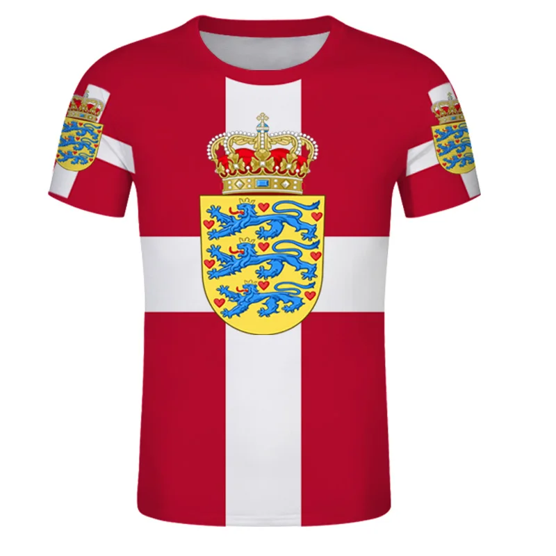 Dinamarca Livre T-shirt Personalizada Danmark Bandeira de Nação Camisetas Camisetas Dansk país DIY Superior da Foto camisola da Equipa feitas nome