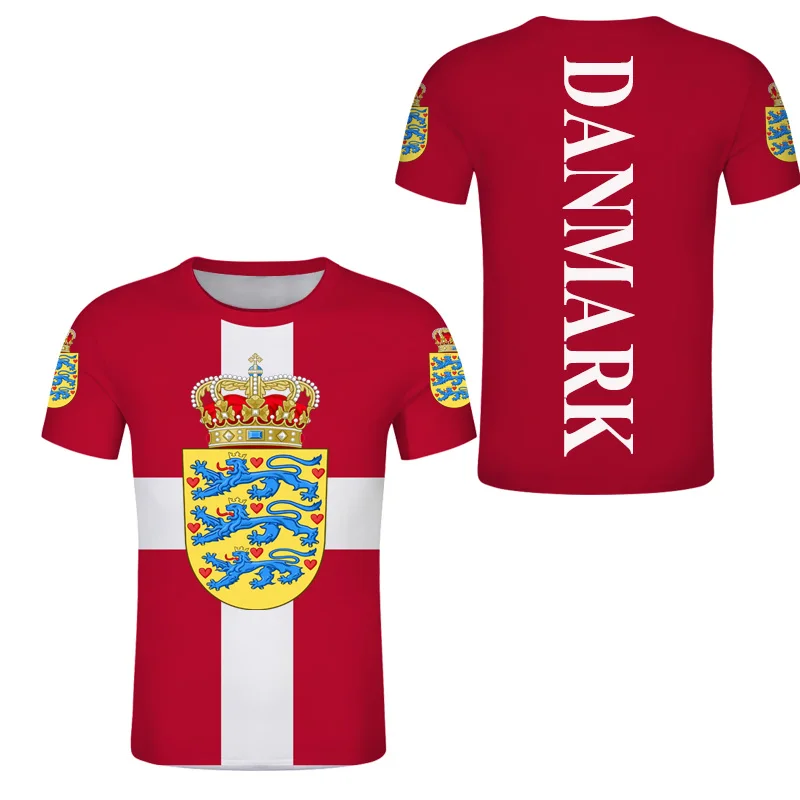 Dinamarca Livre T-shirt Personalizada Danmark Bandeira de Nação Camisetas Camisetas Dansk país DIY Superior da Foto camisola da Equipa feitas nome