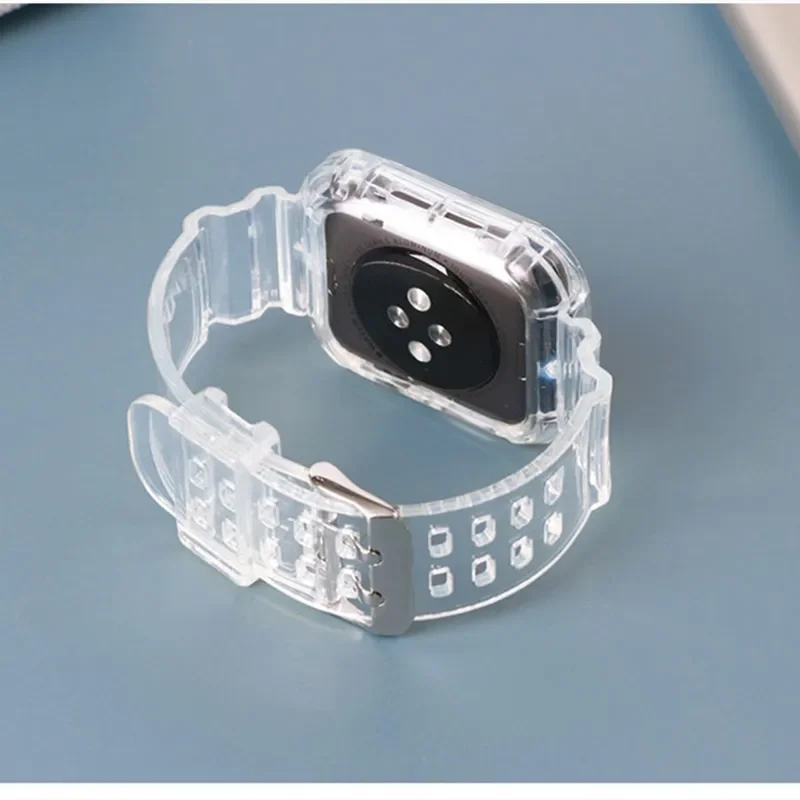 Clara Correia + Case Para Apple Faixa de Relógio de 38mm 42mm 49mm Acessórios de Silicone Transparente Pulseira iWatch Série 7 5 4 3 6 SE