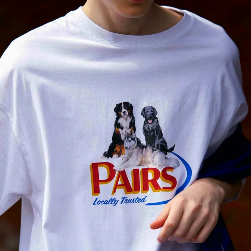 American Vintage Estilo Amante do Cão Branco, de Algodão T-Shirts de Verão de Manga Curta Solto e Casual Tees Tumblr de Moda das Mulheres de Paris Camisas