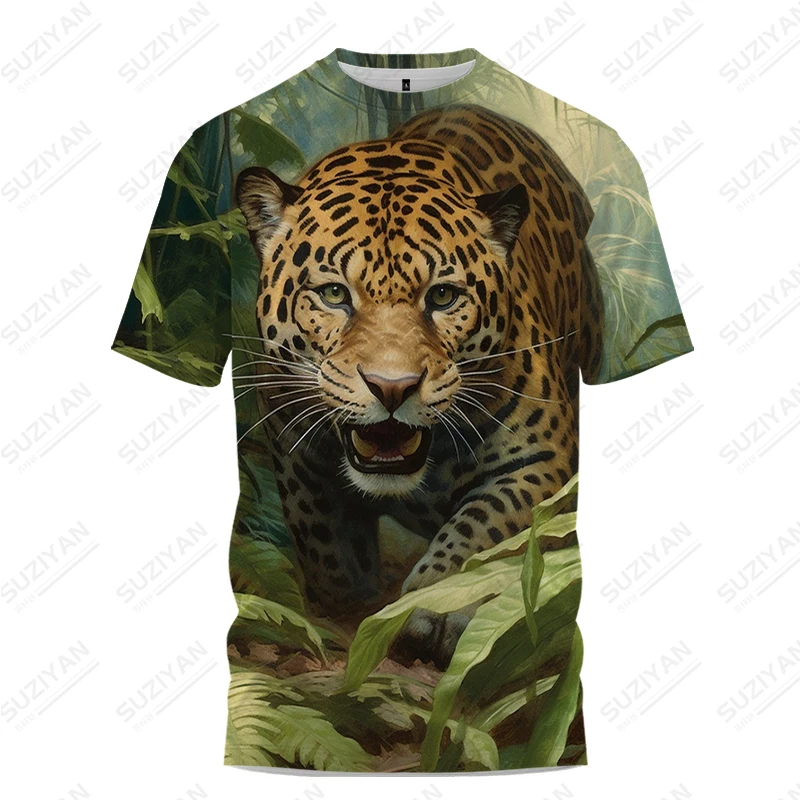 Verão nova T-shirt masculina Americana Leopard Impressão 3D camiseta Casual dos Homens T -shirt dos Homens de Moda de T-shirt