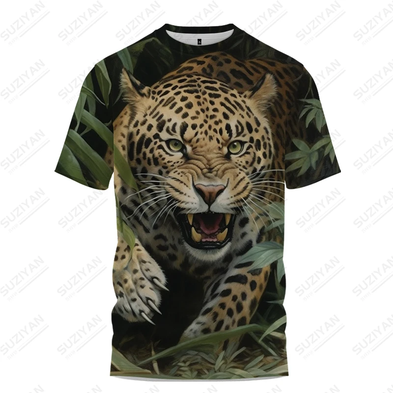 Verão nova T-shirt masculina Americana Leopard Impressão 3D camiseta Casual dos Homens T -shirt dos Homens de Moda de T-shirt