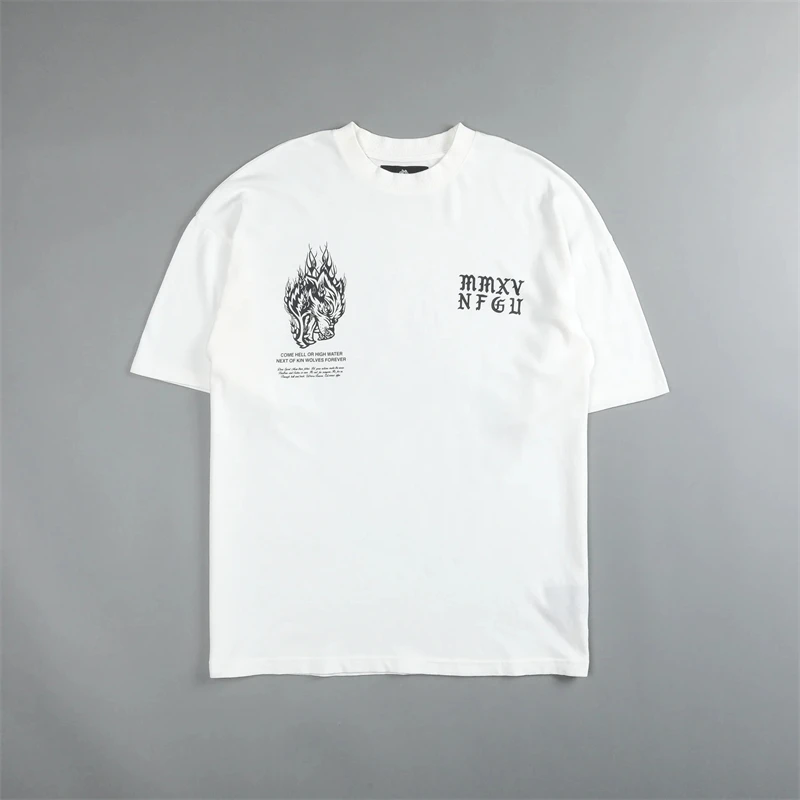 Darc Desportivo de grandes dimensões Gráfico com T-shirts de Treino de Ginásio Homens de Manga Curta Tees Verão Streetwear DARC Lobos T-Shirts
