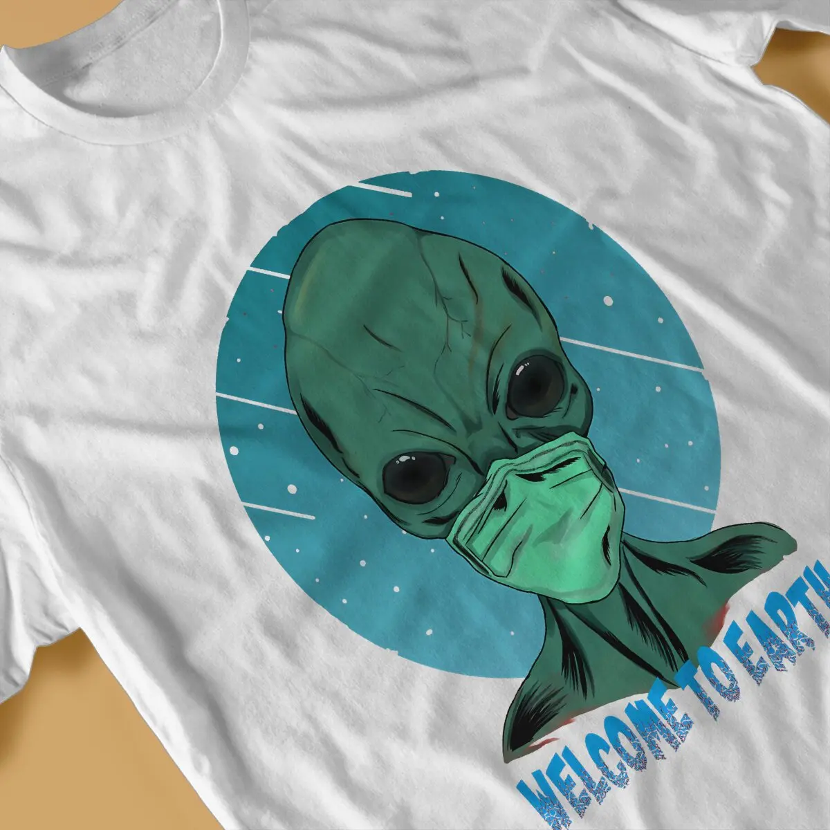 Alien Poliéster Camiseta para os Homens de boas-Vindas Para a Terra Macia Casual, Camisolas, T-Shirt Novidade