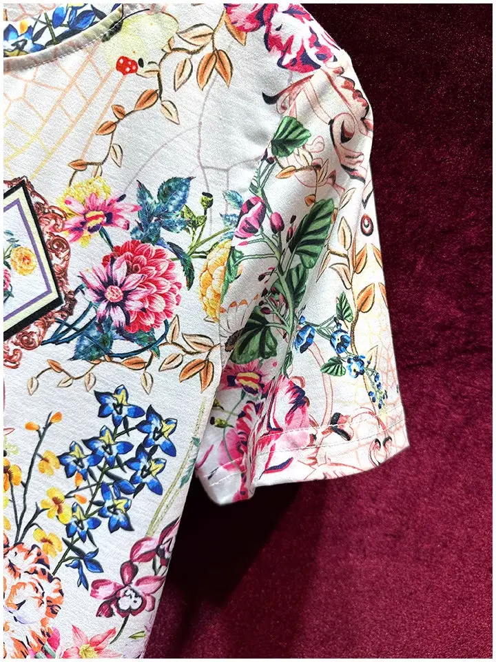 QQ6350 Moda Tops da mulher & Tees 2023 Luxo famosa Marca de Design Europeu Curto de festa de Impressão estilo de T-Shirts de Roupas femininas