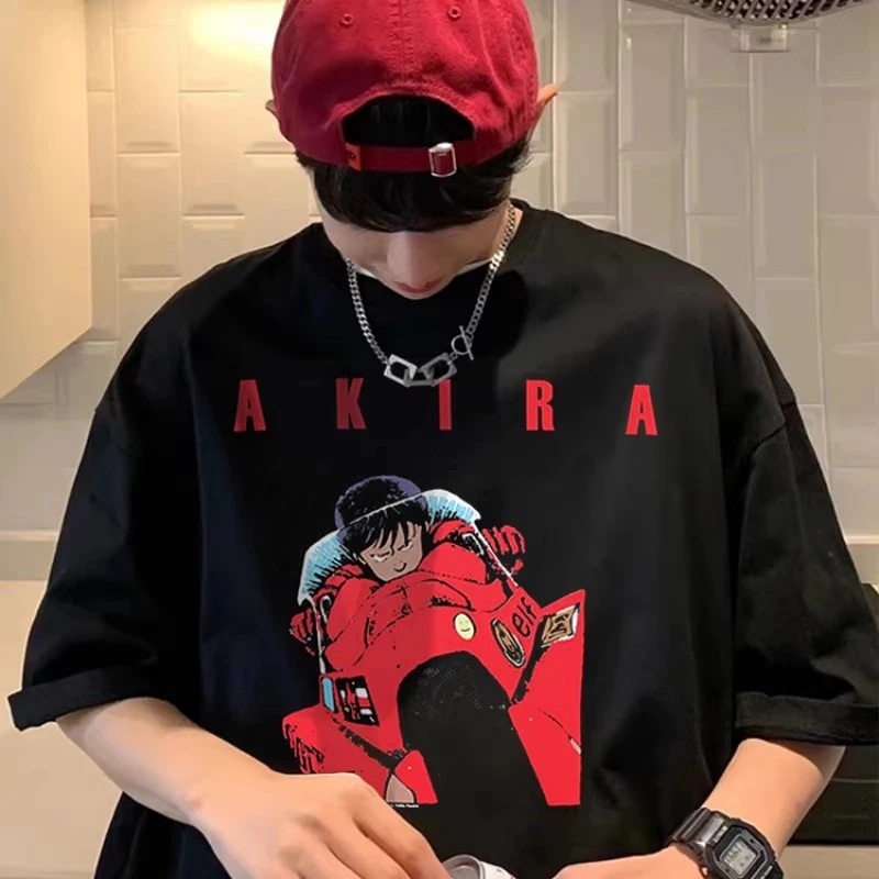 Akira T-shirt Homens Mulheres da High Street e Casual de Qualidade Superior Solto Oversize T-Shirt camiseta de Manga Curta