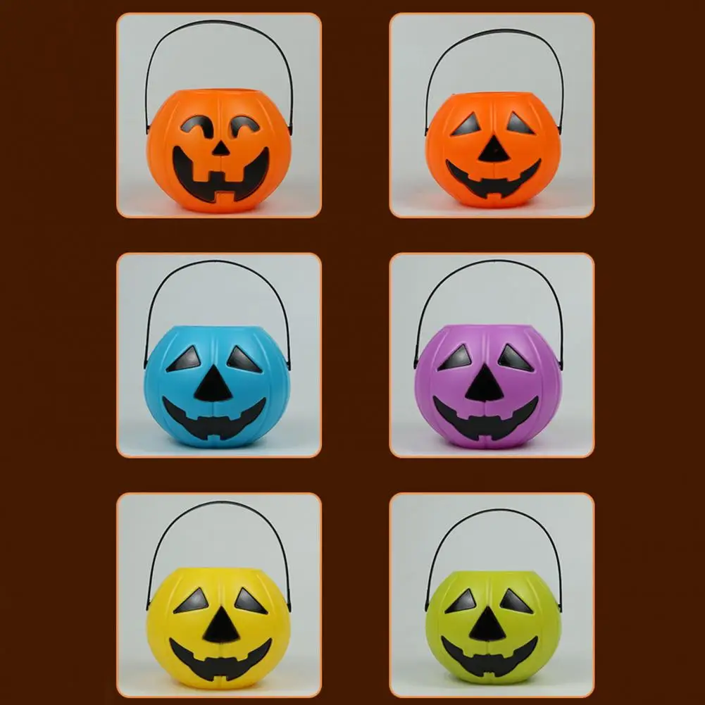 Colorido Balde de Doces de Halloween Assustador Decorações Portátil de Abóbora Doce de Baldes com Ampla Capacidade Alças para Enganar