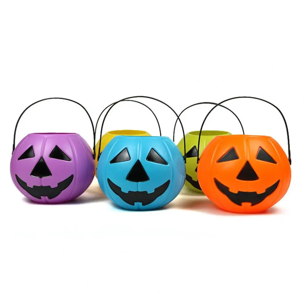 Colorido Balde de Doces de Halloween Assustador Decorações Portátil de Abóbora Doce de Baldes com Ampla Capacidade Alças para Enganar