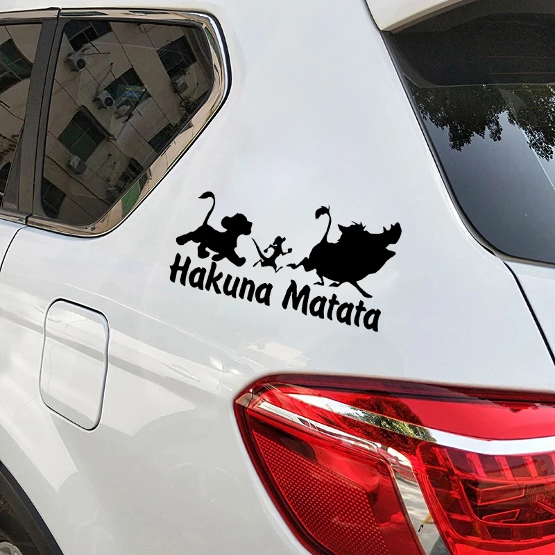 1Pcs Adesivos de carros Hakuna Matata Animal Decalques 3D Vinil Adesivo no Carro Reflexivo Decorativa da Motocicleta Estilo Carro Acessórios
