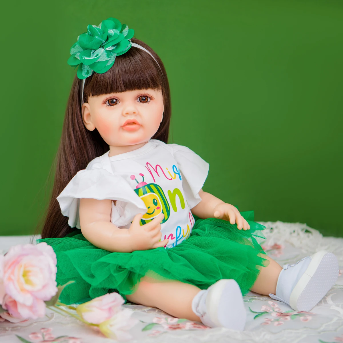 Edição limitada Estilos de Melancia Saia 55cm Boneca de Silicone de Vinil Reborn Baby Doll Brinquedos Presentes de Aniversário Para o Dia das Crianças