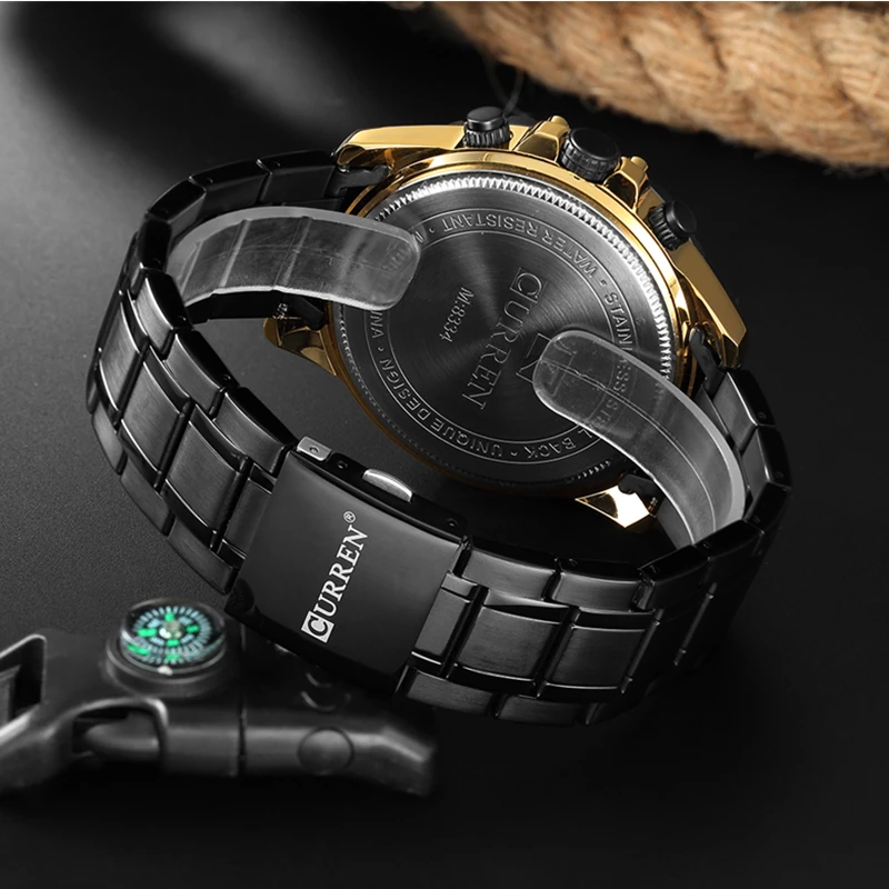 CURREN Marca de Luxo de Quartzo Homens Relógio Casual de Negócios Militar relógio de Pulso Cronógrafo de Aço Inoxidável Esporte Impermeável Masculino Relógio