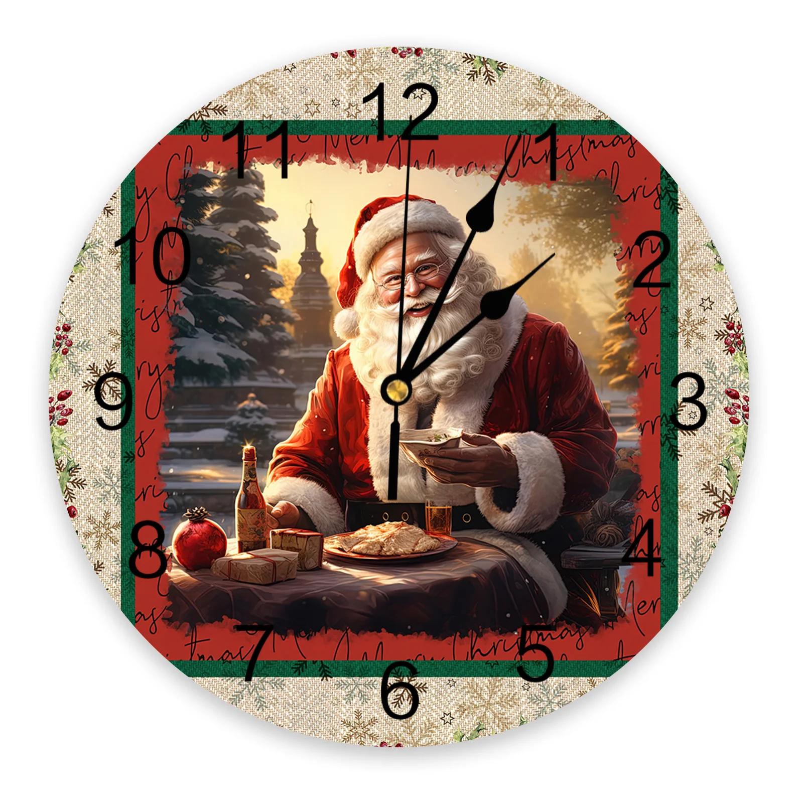 Natal Papai Noel flocos de Neve Relógio de Parede Silenciosa Digital Relógios para Casa, Quarto, Cozinha Decoração de Suspensão Assistir