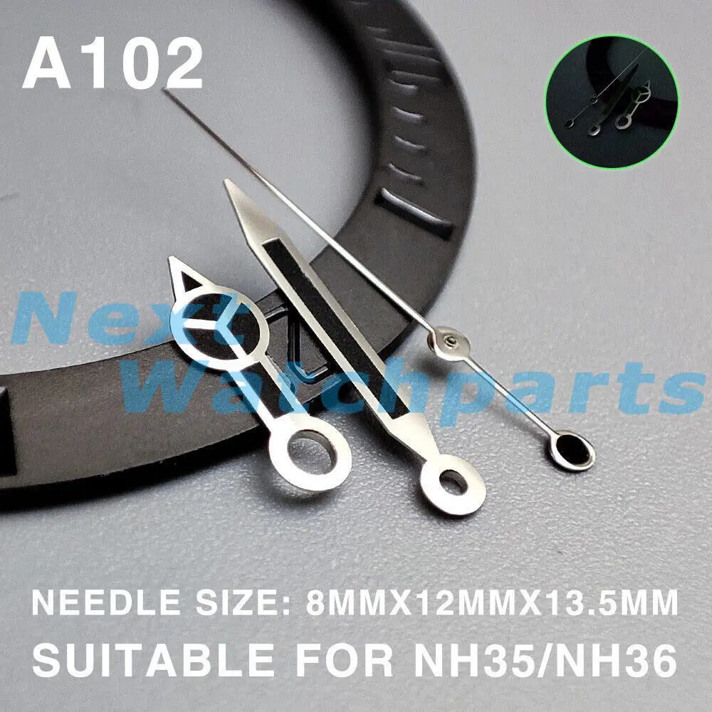 13.5 mm Sem Lume a Guarnição de Prata Pintado de Preto ponteiros do Relógio para Miyota NH35/36 7S/NH38