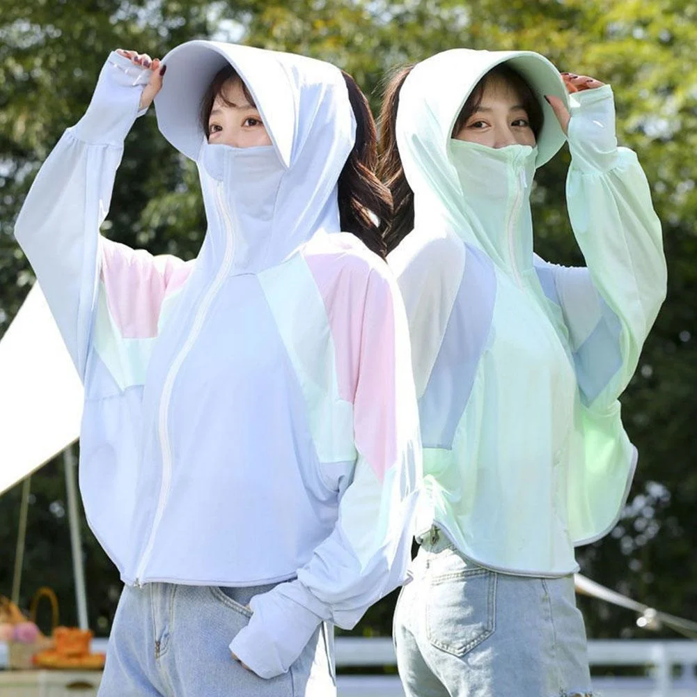 2023 Mulheres Protetor solar Chapéu de Gelo de Seda, Roupas de Verão, de Grande Casaco de Proteção Camisa Borda Curta UV Com Sol Tamanho Outdoo M4R4