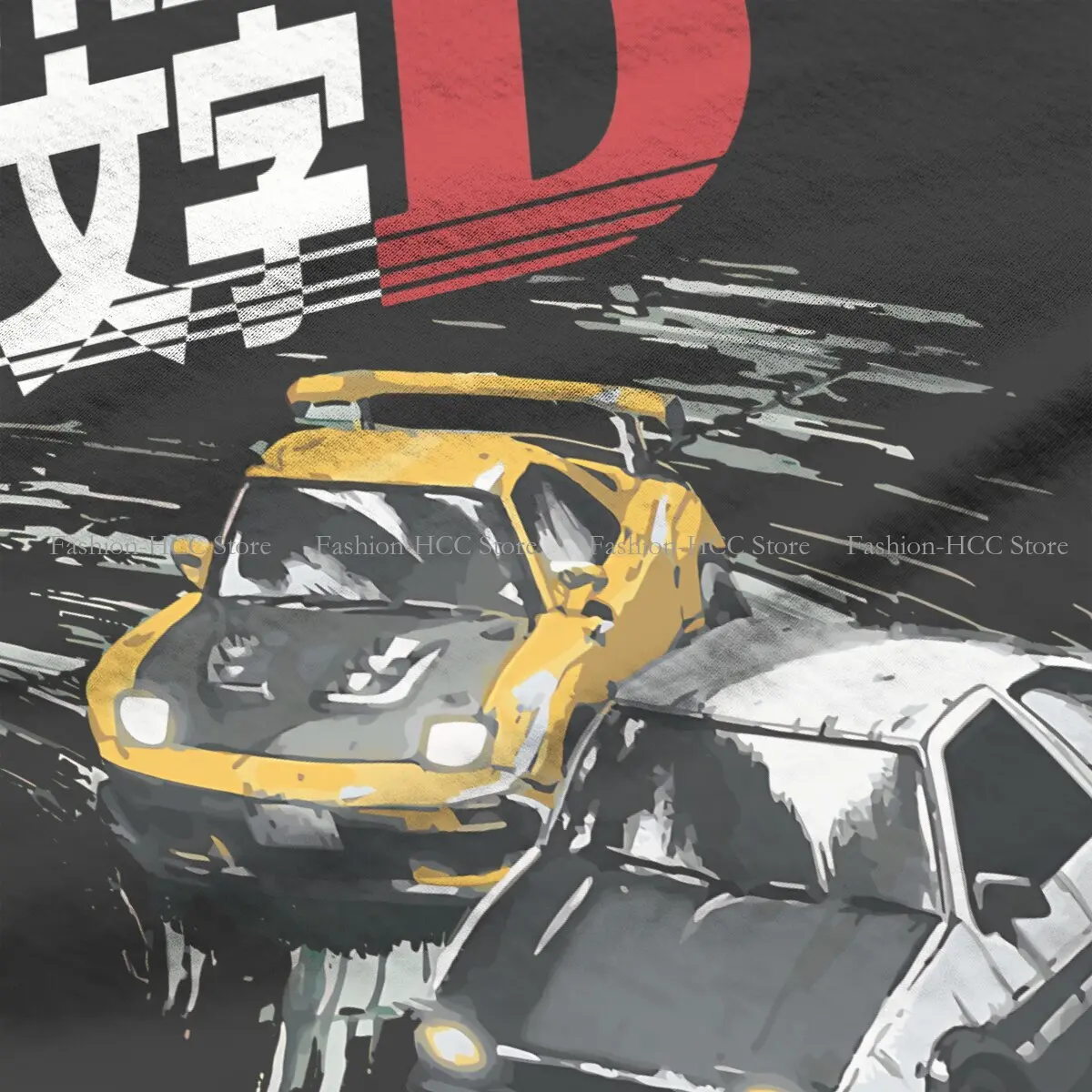 Inicial D Anime do Poliéster do t-shirts de Montanha, Corrida de Drift Tandems AE86 Vs FD Rx-7 Impressão dos Homens T-Shirt Engraçada Roupas