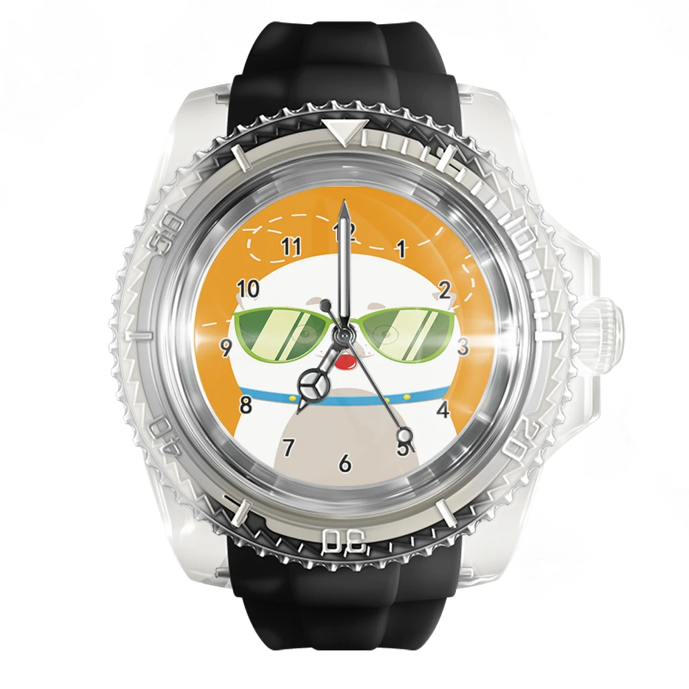 Nova Moda Transparente de Silicone Preto Relógio de Animais Coloridos Padrão de observar os Homens e Mulheres de Quartzo Relógio de Pulso dos Esportes