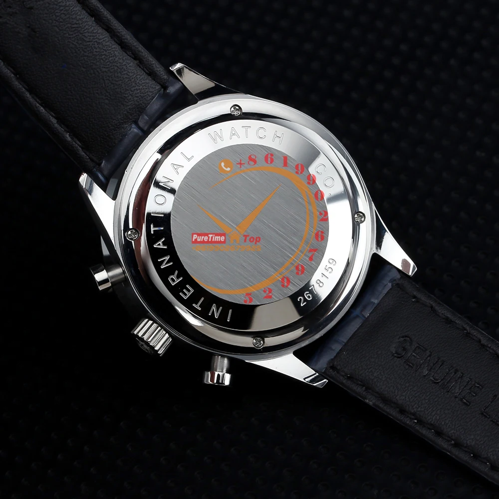 371605 Miyota Quartz Chronograph Mens Watch Aço Mostrador Branco Azul Marcadores De Couro Clone Relógios 2023 Luxo Marca De Topo Do Cronômetro