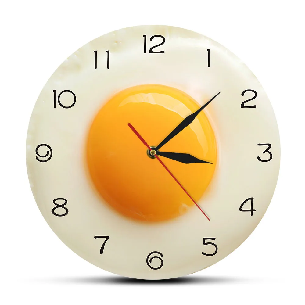 Moderno e Minimalista de Design Gráfico 3D de pequeno-Almoço Tema Relógio de Parede Omelete Relógio de Cozinha em Casa Sala de estar Decorativa Relógio de Parede