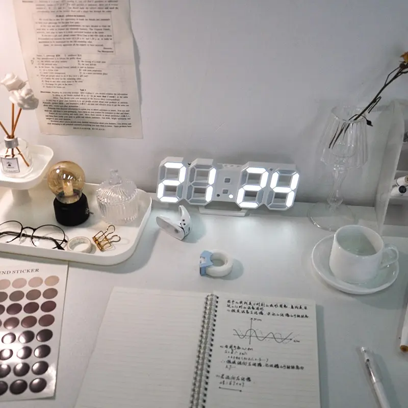 LED3D Estéreo, Relógio de Parede da área de Trabalho Mute Relógio Multifuncional 3D Relógio Digital Relógio de Parede Relógio Eletrônico a Decoração Home