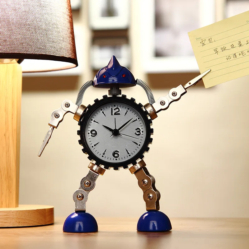 Metal Amigo Vento Robô Alunos Utilizam de desenhos animados para Crianças de Silêncio do Alarme do Relógio Para Criar Adorável Relógio Despertador, Relógio de Cabeceira