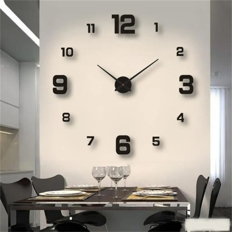 1~5PCS Luminoso do Relógio de Parede sem moldura de Acrílico DIY Relógio Digital Adesivos de Parede de Silêncio do Relógio para a Sala Quarto Escritório de Parede