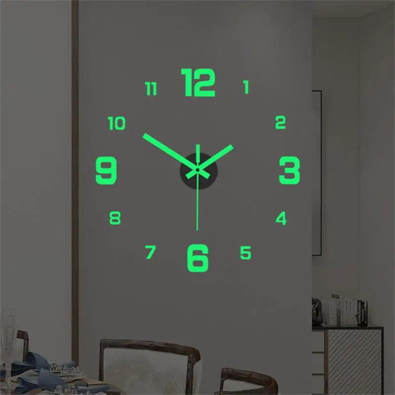 1~5PCS Luminoso do Relógio de Parede sem moldura de Acrílico DIY Relógio Digital Adesivos de Parede de Silêncio do Relógio para a Sala Quarto Escritório de Parede