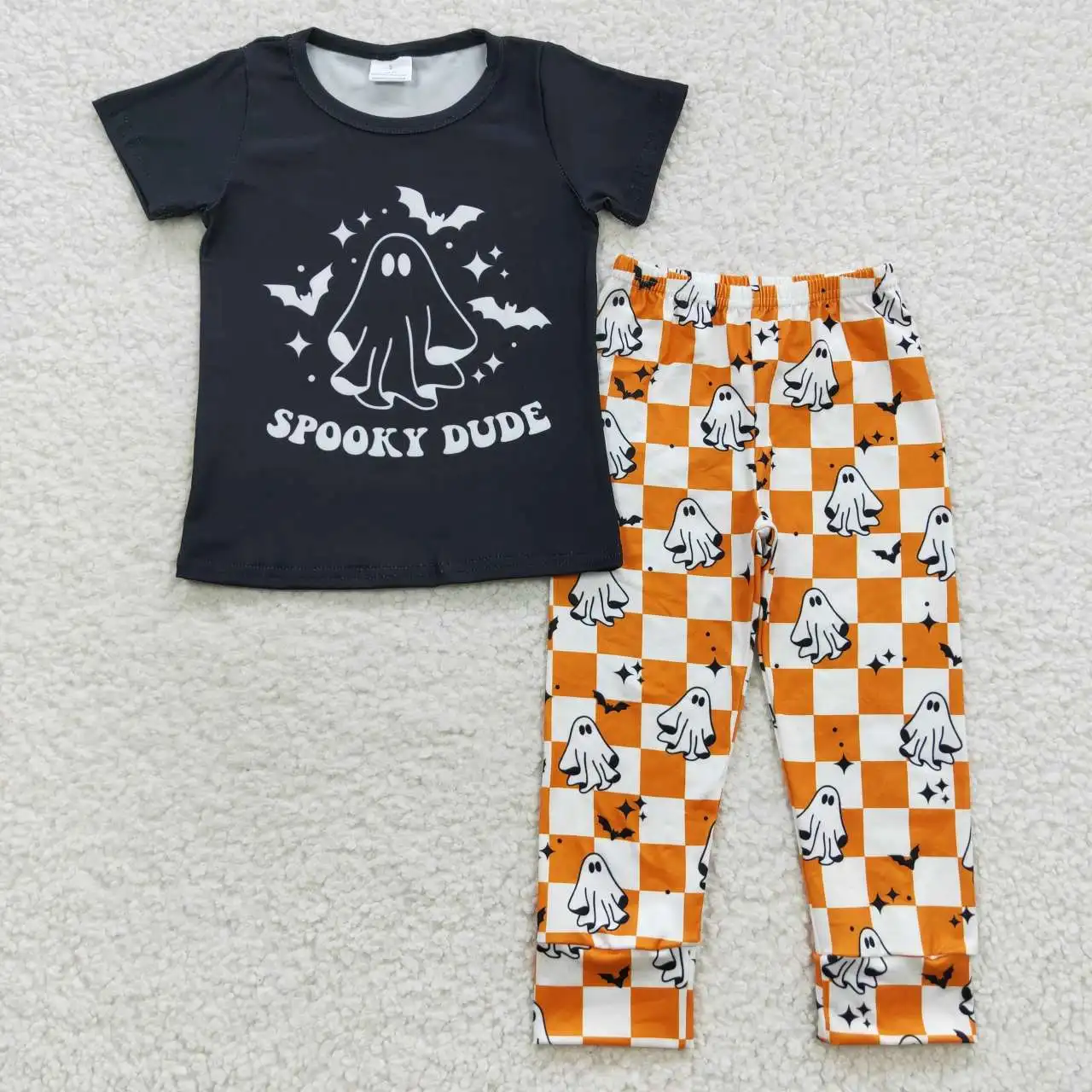 BT0247 Crianças Roupas de Halloween camisa de Manga Curta Com Calça 2 Pieses Conjunto Menina Boutique de Roupas