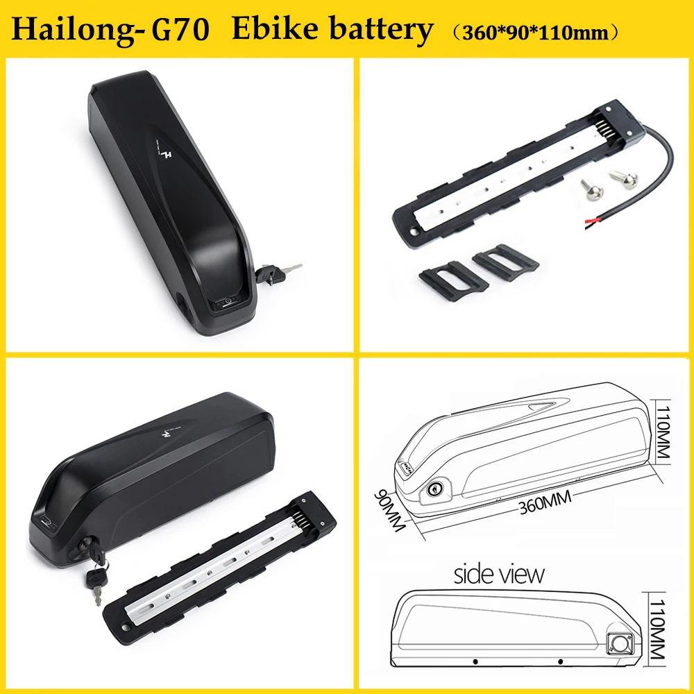 Bluetooth Ebike Bateria 36V 52V 48V 14.4 Ah 19.2 Ah Bicicleta Elétrica Hailong Bateria G56 G70 para o Motor de 1500W 1000W 750W 500W 350W