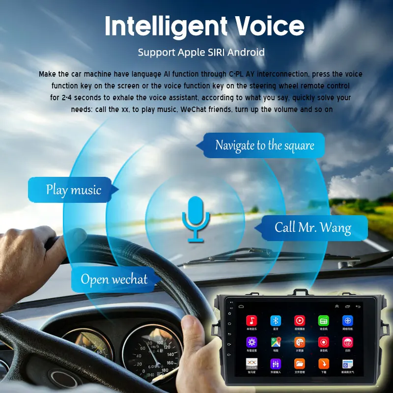 Carro Rádio 9 polegadas 2din Android 10 Com Pequeno Quadro wi-Fi 1+16G Touch Screen Bluetooth de Navegação GPS para Toyota Corolla 2009-2013