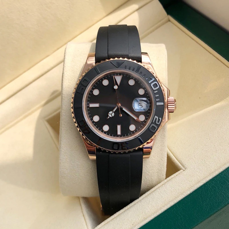 O Best-seller de Luxo Homens'sWatch de Negócios Elegantes, Homens Relógio de Pulseira de Borracha Relógio Mecânico Automático