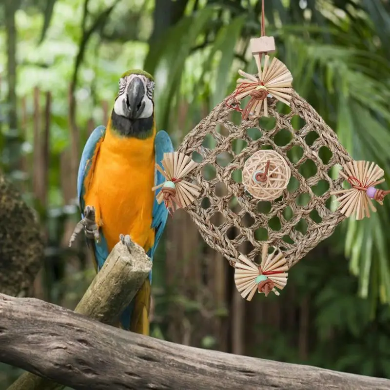 Papagaio Morder Brinquedos Escalada De Forrageamento De Aves Brinquedo De Mastigar Coloridas Trituradora De Papel De Bambu Tecido Cacatua Suprimentos De Aves Acessórios