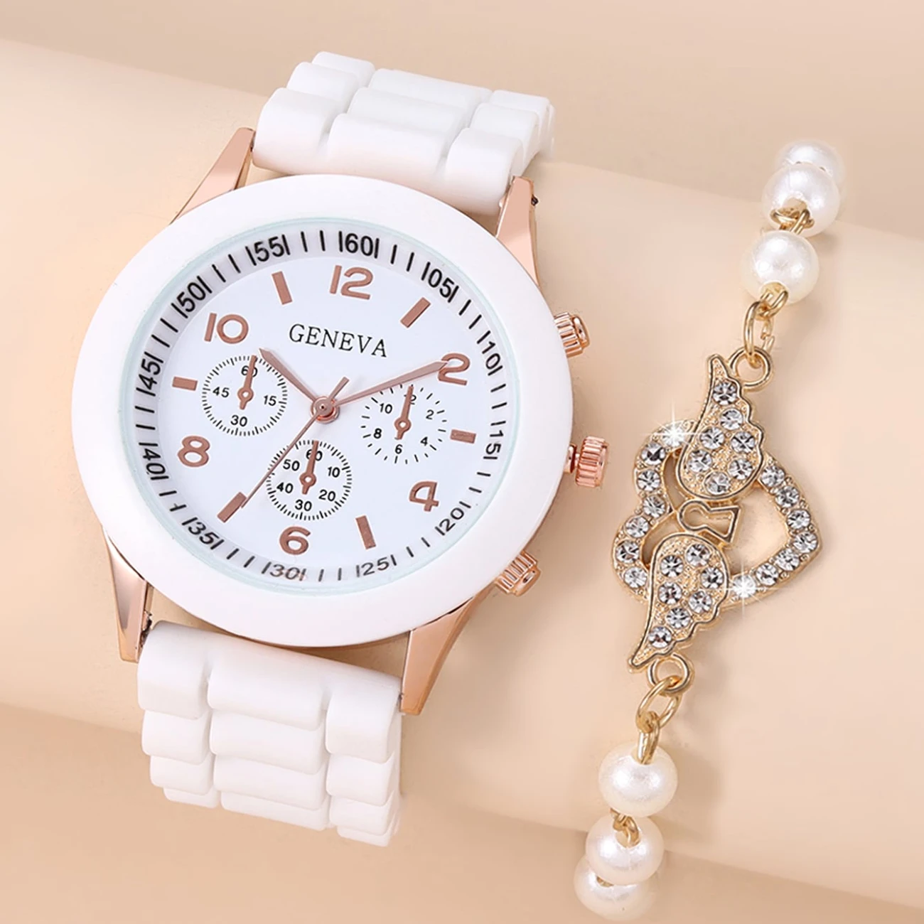 Elegante Rodada Ponteiro do Relógio de Quartzo e Pulseira de Set - Presente Perfeito para Mulheres e Meninas! relógio para mulheres