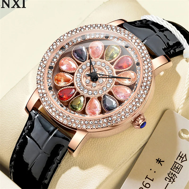 CHENXI Mulheres Relógio Marca de Topo do Luxo Feminino, Impermeável Relógio Pulseira de Couro Genuíno Elegante Vestido de Senhora relógio de Pulso Presente 5809