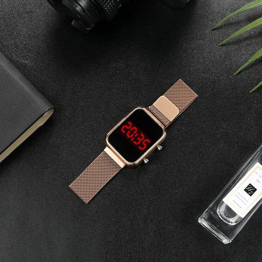 Grande Mostrador Retangular Digital Relógio masculino Esportes Moda dos Homens de Aço Inoxidável Relógios LED Eletrônica de relógios de Luxo Homens Relógios