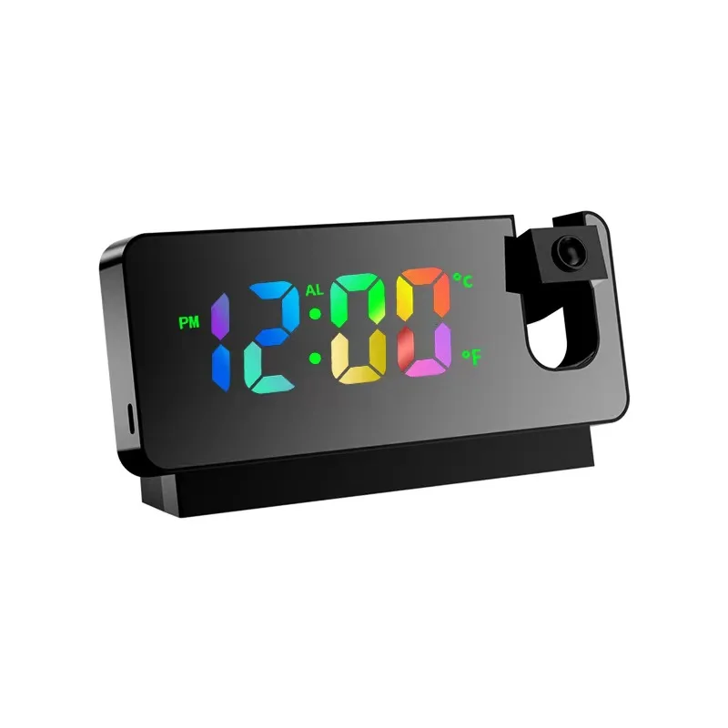 DIODO emissor de Projeção Digital Relógio Despertador Rotação de 180° USB Eletrônico de Teto Projetor de Relógio Despertador para o Quarto de Cabeceira Relógio de secretária