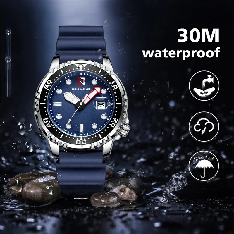 Os Relógios dos homens Analógico Relógio de Quartzo Com Data de Relógio à prova d'água Soft Silicone Pulseira Exclusivo Ondulado Design Curvo Relógio Masculino Novo