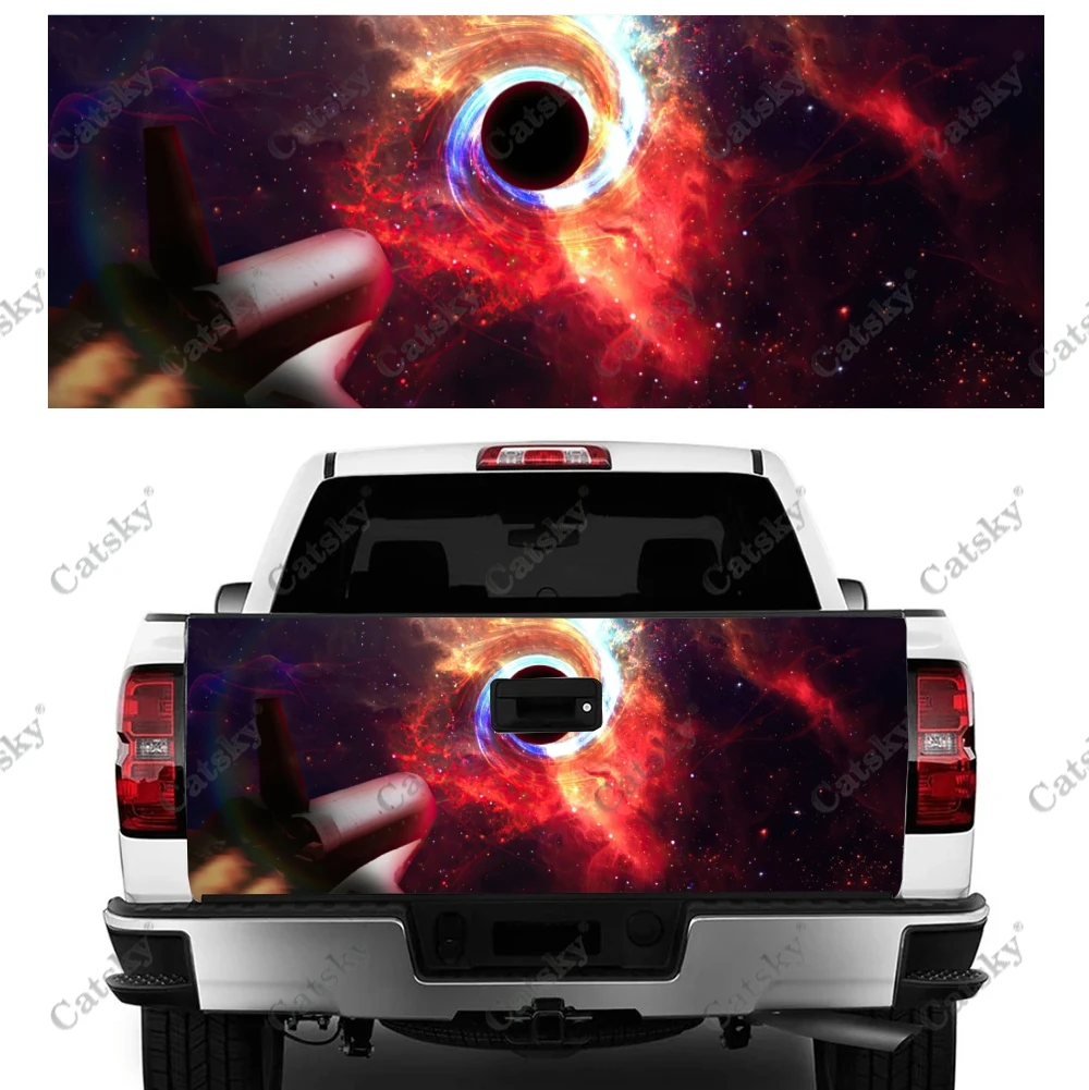 buraco negro céu estrelado galaxy adesivos de carros traseiras de caminhão, cauda de modificação de pintura adequado para caminhão dor acessórios decalques