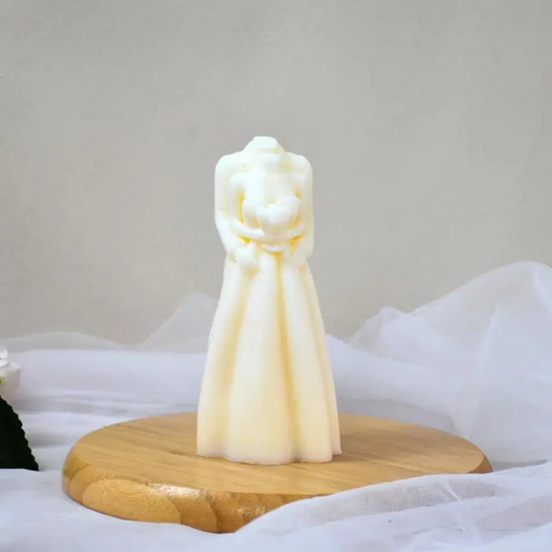 Vestido de noiva de Silicone do Molde do Rosto da Noiva E do Noivo Vela Fazendo Molde 3D Noiva E do Noivo DIY Arte Artesanato Estátua Vela Fazendo