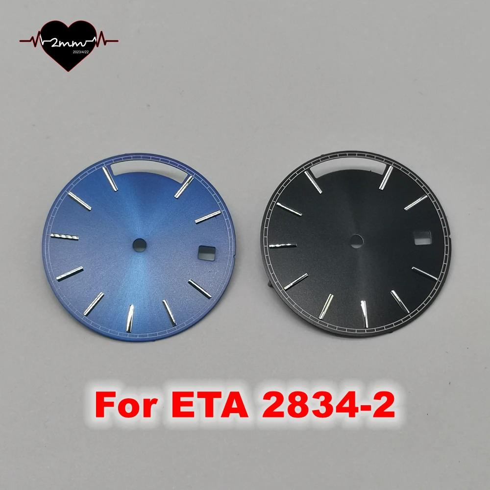 Em branco Mostrador do Relógio 28,5 mm Sunburst Assistir Faces Preto Azul da ETA 2834 Movimento ETA 2834-2