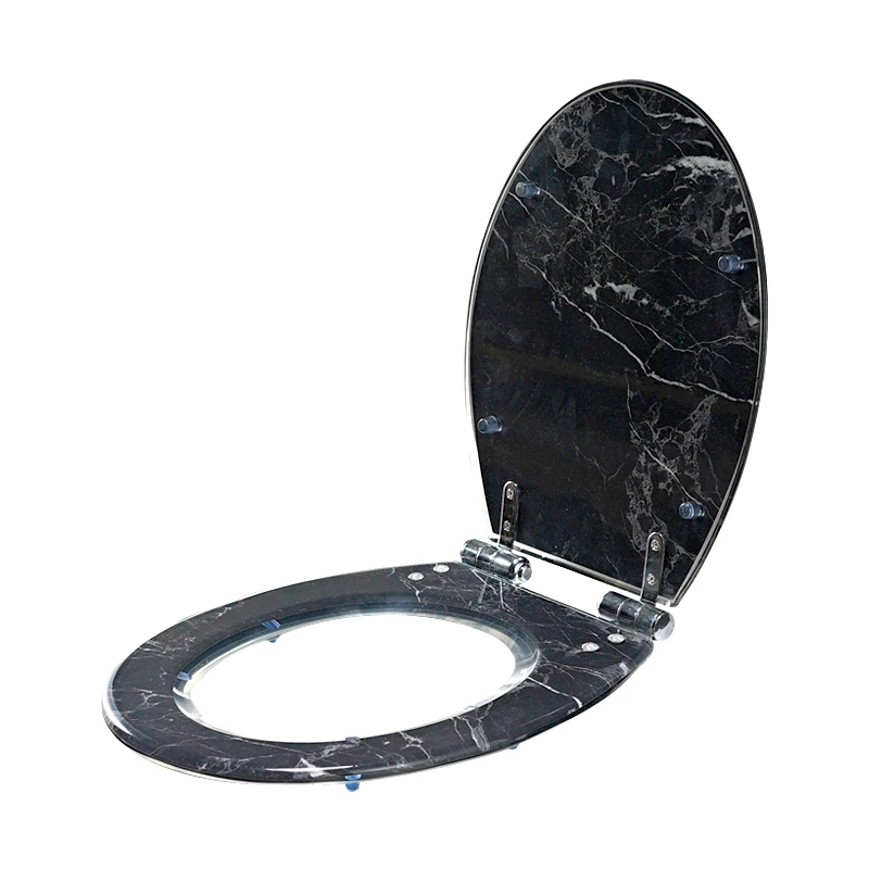 Resina preta wc tampa universal engrossado sanita com autoclismo anel de tampa de liberação rápida de amortecimento em silêncio vintage assento
