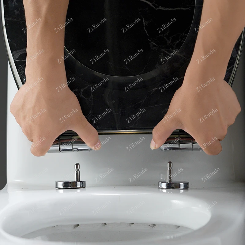 Resina preta wc tampa universal engrossado sanita com autoclismo anel de tampa de liberação rápida de amortecimento em silêncio vintage assento
