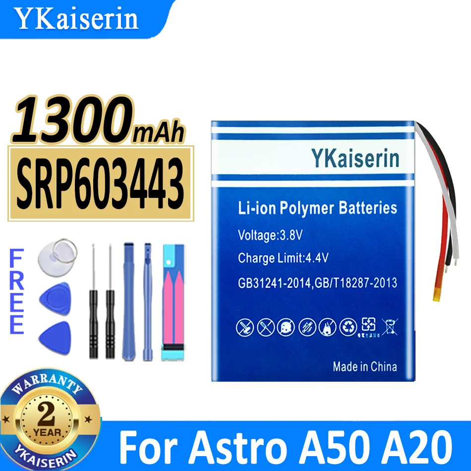 1300mAh YKaiserin Bateria SRP603443 Para Astro A50 A20 Digital Bateria