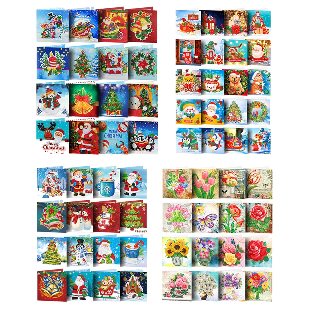 DIY de Natal Cartão de Diamante Pintura de Natal da Série Diamond Mosaico Artesanal Bordado de Flores Cartão de Presente de Natal