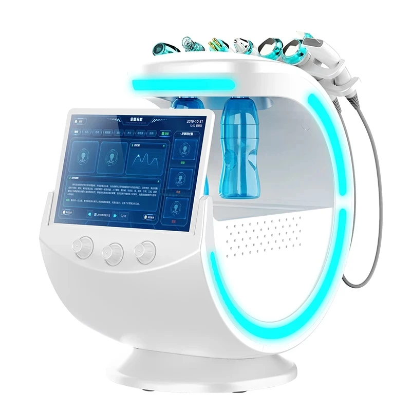 Ice Blue Magic Microdermoabrasão Da Pele Do Espelho Analisador De Oxygene Hydrafacial Máquina De Ultra-Som Profissional De Cuidados Da Pele Crioterapia